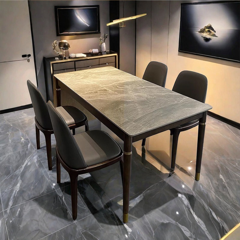 Nordic style rectangular solid wood rock table, 29.53"H x 59.06"L x 31.5"W