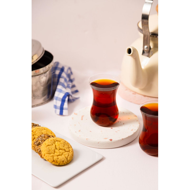 Ensemble de verres à thé élégants (6 pièces), 4,1 x 4,1 x 3,0 pouces | 100% verre, capacité de 4,1 oz liq. Design transparent lavable au lave-vaisselle | Parfait pour les amateurs de thé, élégant et durable pour toute occasion