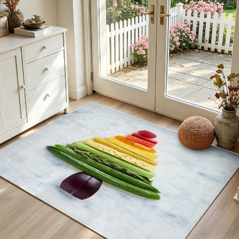 Tapis arc-en-ciel transparent pour fruits et légumes lavable à la machine, Rectangle 39 po x 63 po