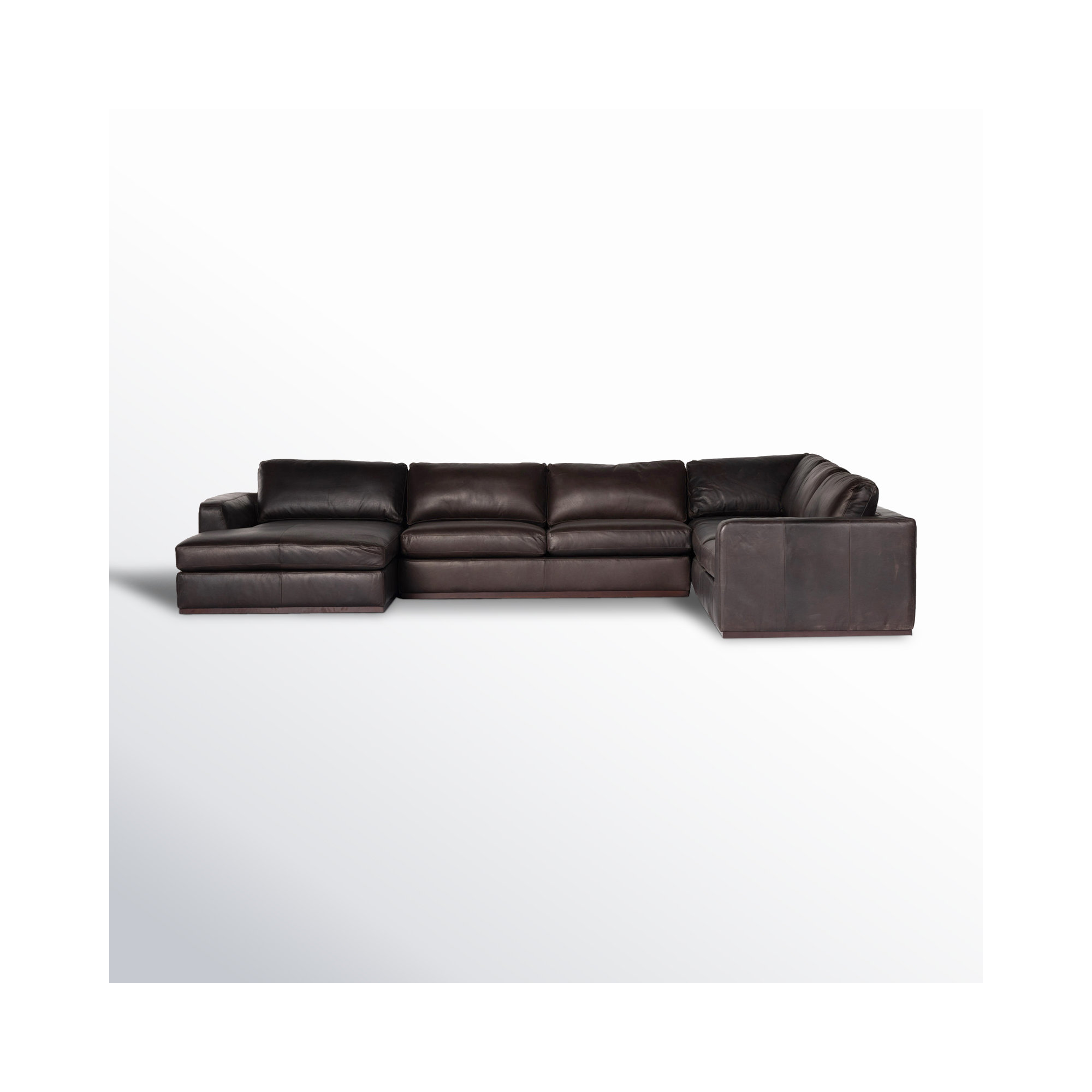 Wexford Colt 161" Wide Genuine Leather Left Hand Facing Sofa & Chaise, Heirloom Cigar Genuine Leather, Right Hand Facing