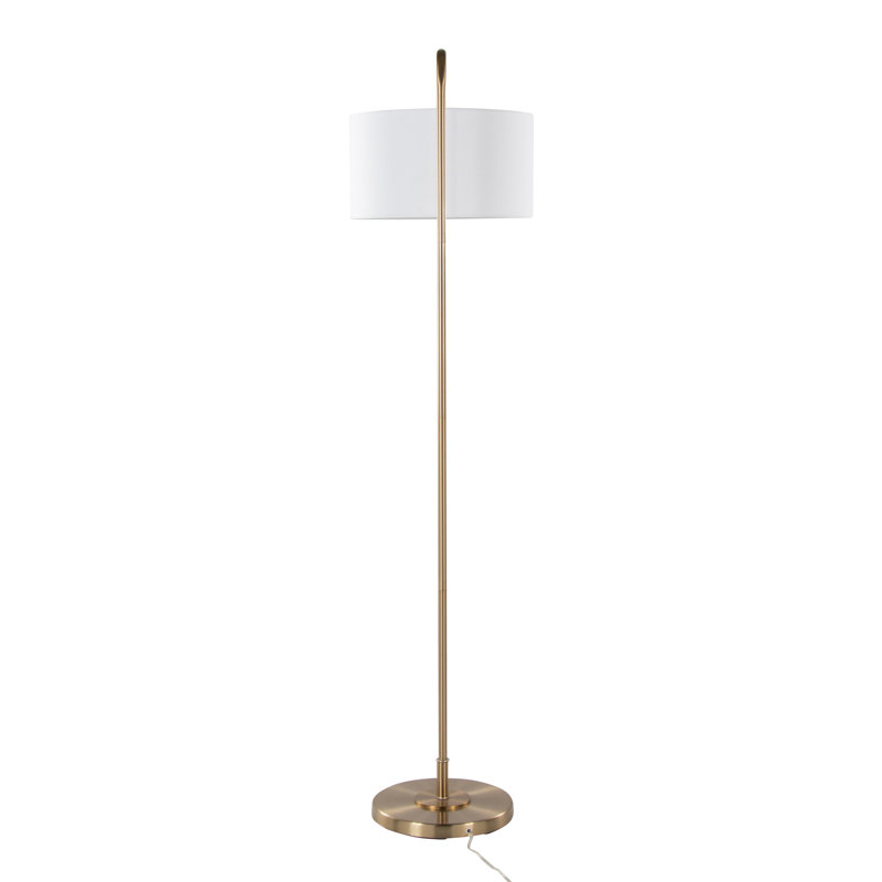 Contemporary Metal Floor Lamp, Gold, White