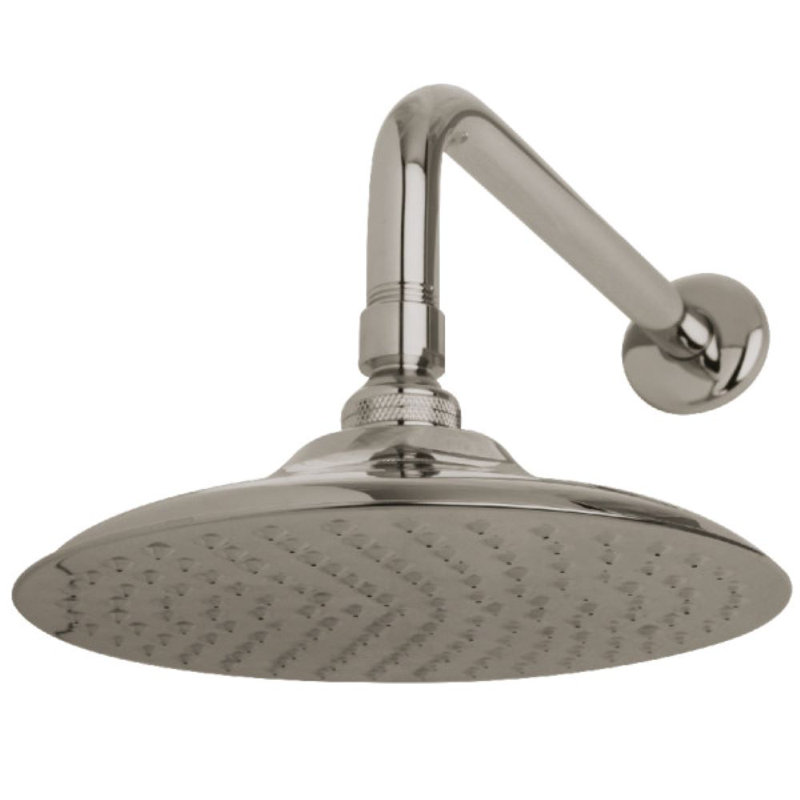 Kingston Brass Shower Scape 7-3/4-Inch Round Raindrop Brass Shower Head with 12-Inch Shower Arm, Brushed Nickel
