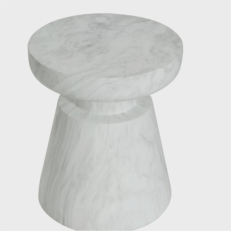 Table d'appoint d'extérieur en travertin Ponti, blanc, Blanc