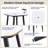 Modern 35.4'' Rounded Square Outdoor Bar Table, Greek White Marble Inspired Sintered Stonetop, Umbrella Hole, Rust Free Aluminum Frame, Ember Black