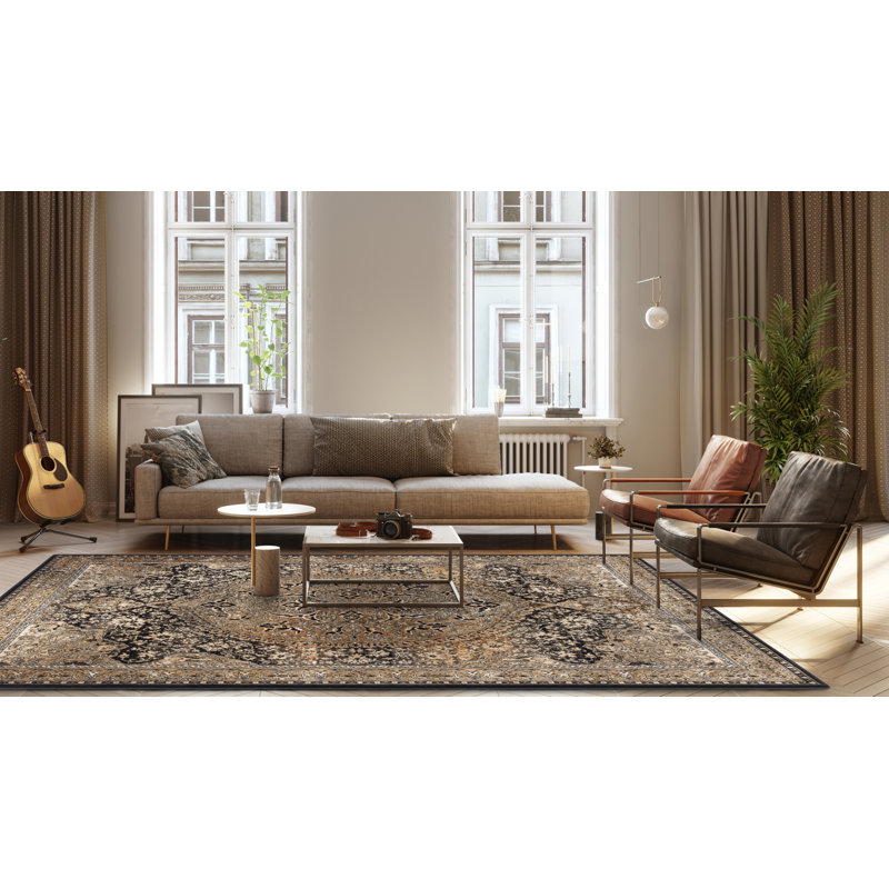 Ava Power Loom Copper/Yellow/Black Rug by Agnella, Rectangle 200 x 300cm