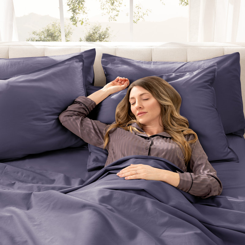 400 Thread Count Sateen Sheet Set, King Sheet Set with 2 Pillowcases, Dusty Purple