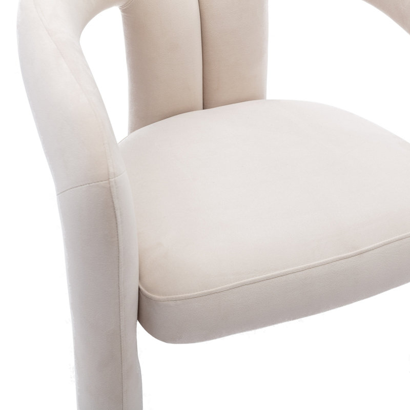 Chaises d'appoint pour salon, ensemble de 2, Velours beige, H 27,95 po x l 25,2 po x P 19,88 po
