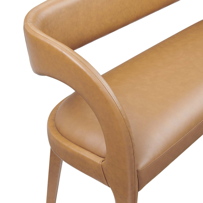 Pinnacle Vegan Leather Accent Bench In Black, Brun clair