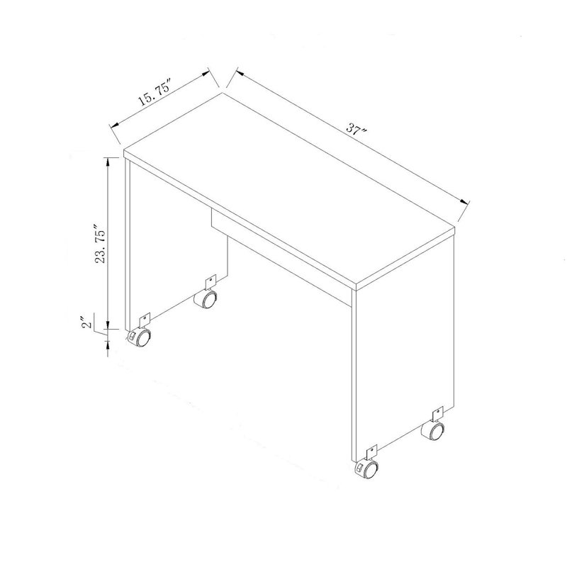 Bureau d'écriture pour bureau à domicile en gris vieilli, avec une structure en bois et quatre roulettes pour la durabilité - gris mobile - caractéristique de modeste et serrure