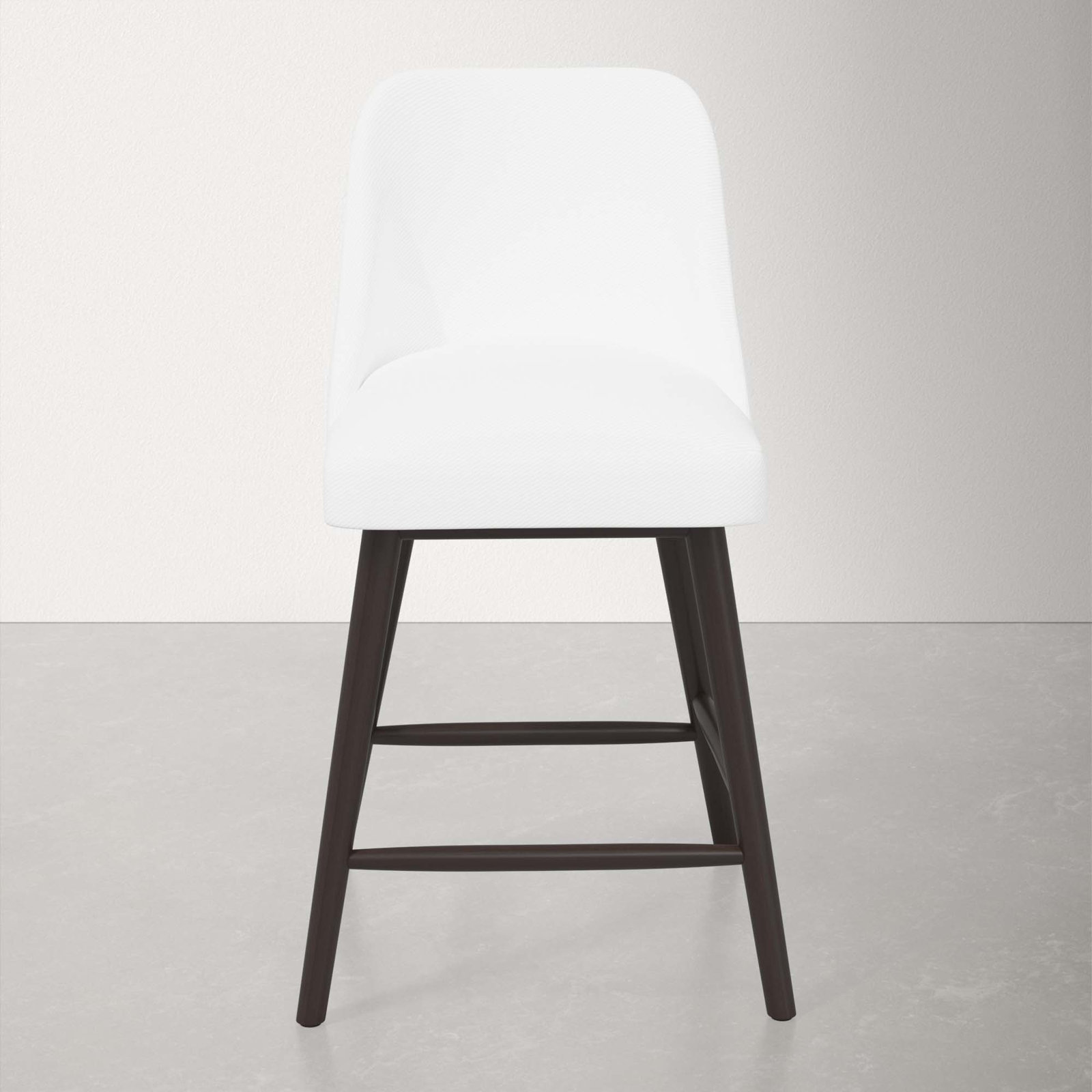 Gallie Stool, Espresso, Counter Stool (27" Seat Height), White Performance Twill
