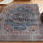 Alacati Ogee Medallion Machine-Washable Navy/Brown Rug-1984010244