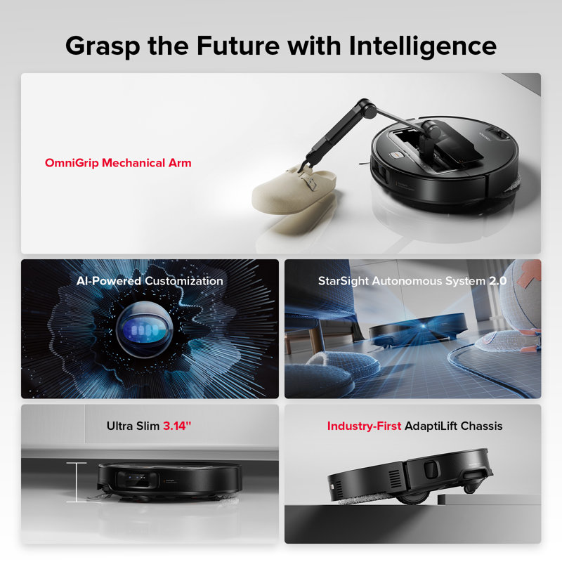 Roborock Saros Z70 Robot Vacuum and Mop, Omnigrip Arm, 22,000Pa Suction, AI-Powered, FlexiArm Riser Tech, Hot Water Mop Washing & Self-Cleaning, Obstacle Avoidance