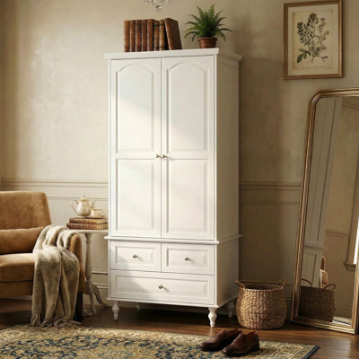 Modern Wardrobe With 2-Door & 3-Drawers