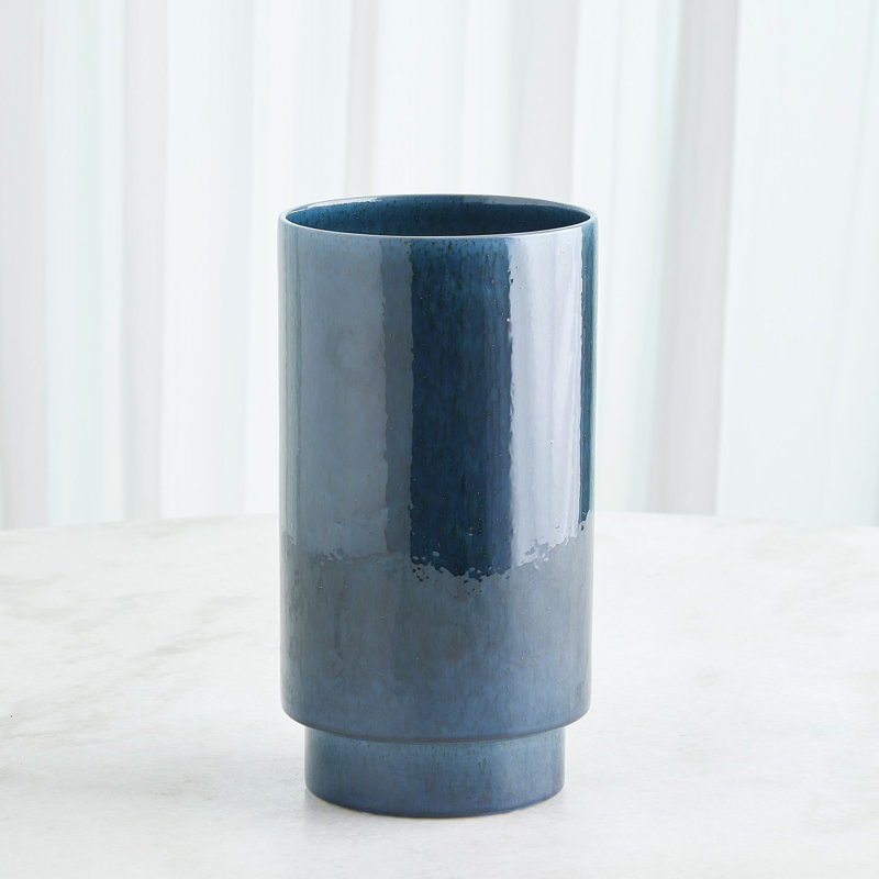 Rolo Vase-Sm, Blue, Overall Height-  13"