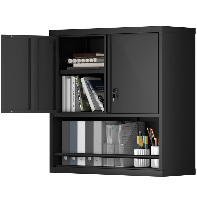Armoire de rangement en métal avec 2 portes réglables en métal, Gris