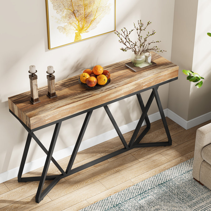 Warnack 55.11" Console Table, Brown, Black