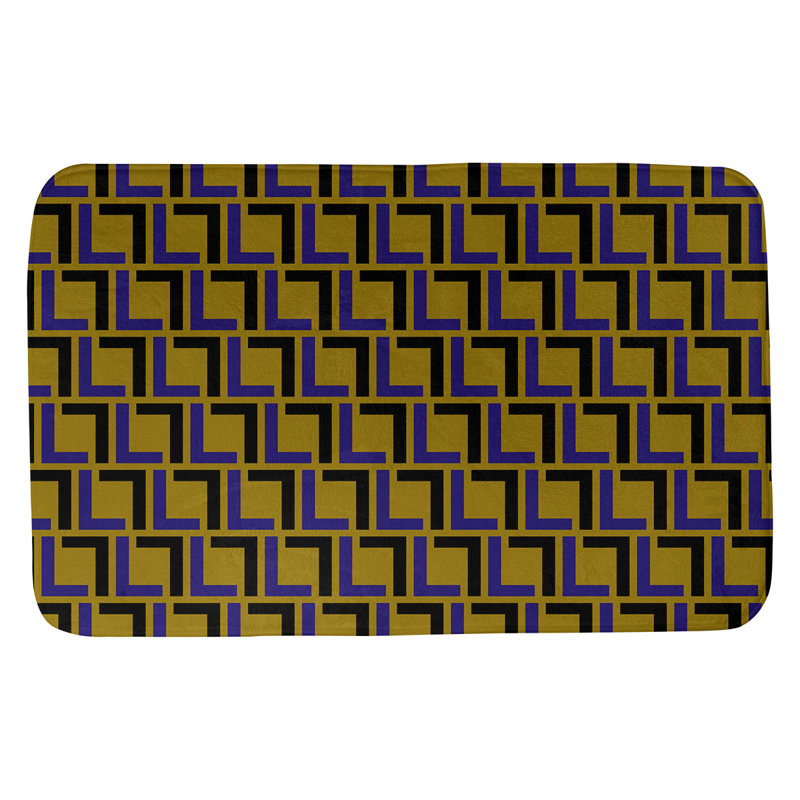 Tapis pour salle de bain Baltimore, l 17 po x L 24 po, Or métallique / mauve / noir