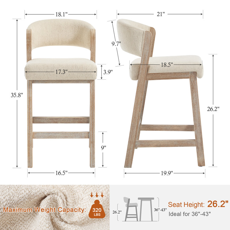 Tabouret de comptoir Albia, Blanchies