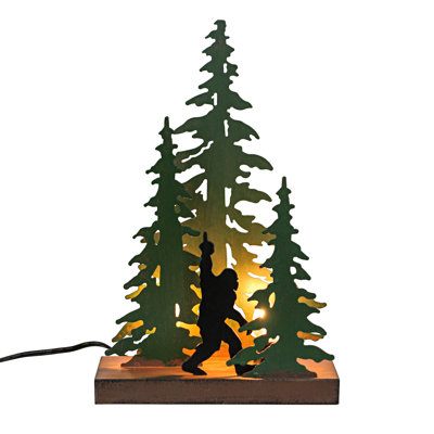 Ravensworth rustic lodge and cabin brown metal Bigfoot/Sasquatch in forest accent lamp with hand-painted accents — 8 x 4 x 12.25 inches
