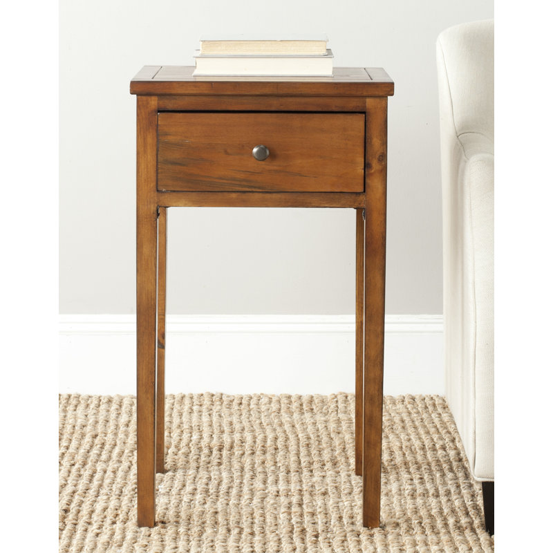 Joanna Solid Wood End Table with Storage, Brown