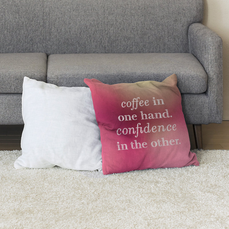 Coussin de sol café & confidence, H 28 po x l 28 po, Lueur rose