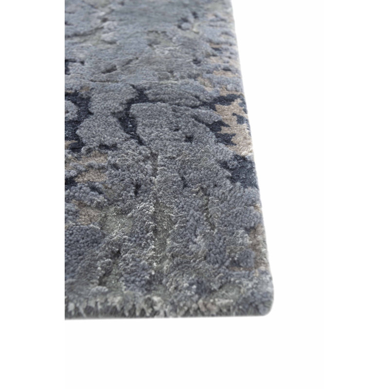 Tapis rectangulaire contemporain en laine noué à la main, Rectangle 9 pi 3 po x 12 pi