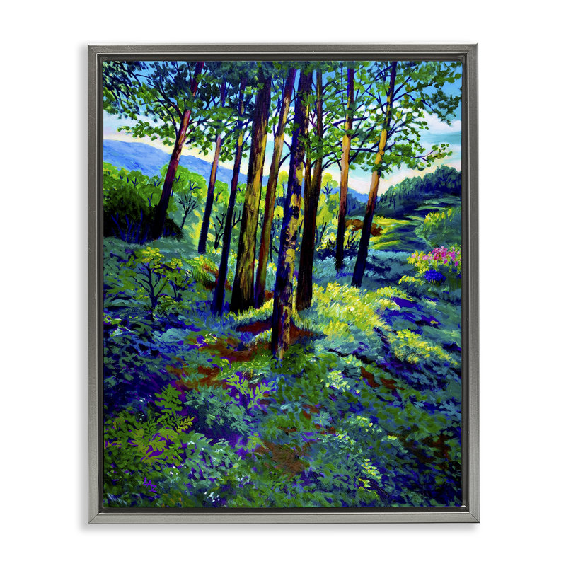Cadre flottant Blue Ridge Mountain Breezes, design par Lee Ann Zirbes, H 21 po x l 17 po, Cadre flottant gris lustré