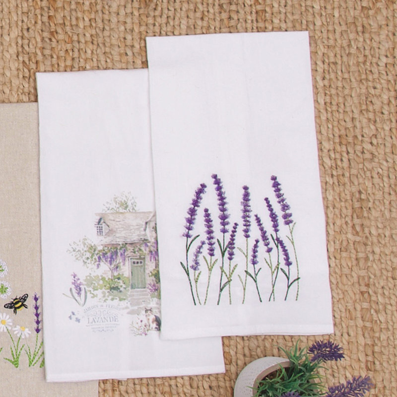 Lavender Fields Kitchen and Bathroom Embroidered Hand Towel