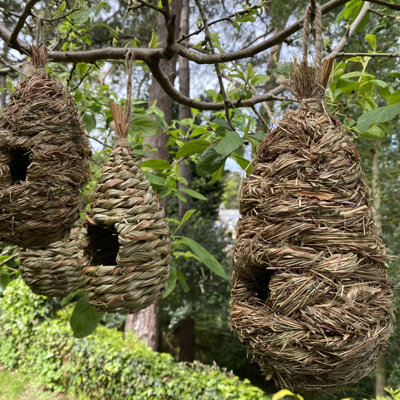 Straw and Raffia Hanging Bird House