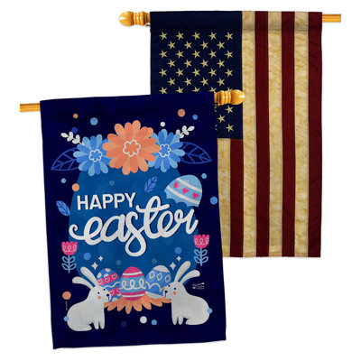 Double Sided 40'' H x 28'' W Polyester Easter House Flag