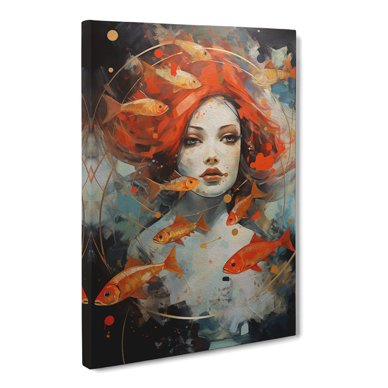Pisces Zodiac Expressionism - Wrapped Canvas, 60cm H x 40cm W x 3cm D
