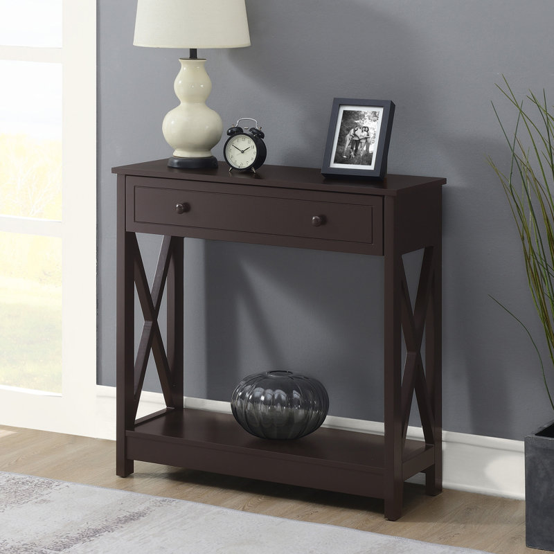 Lecenta 31.5'' 1 Drawer Console Table with Shelf, Espresso