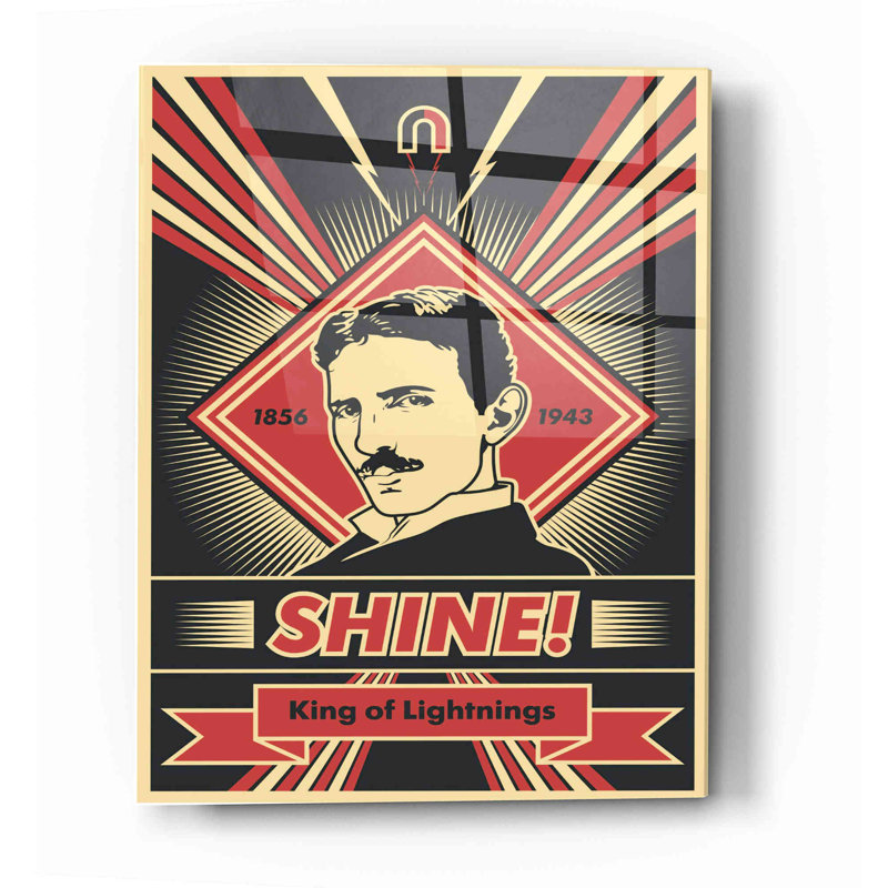 Art mural en verre Winston Porter «Tesla», H 16 po x l 12 po x P 0,12 po