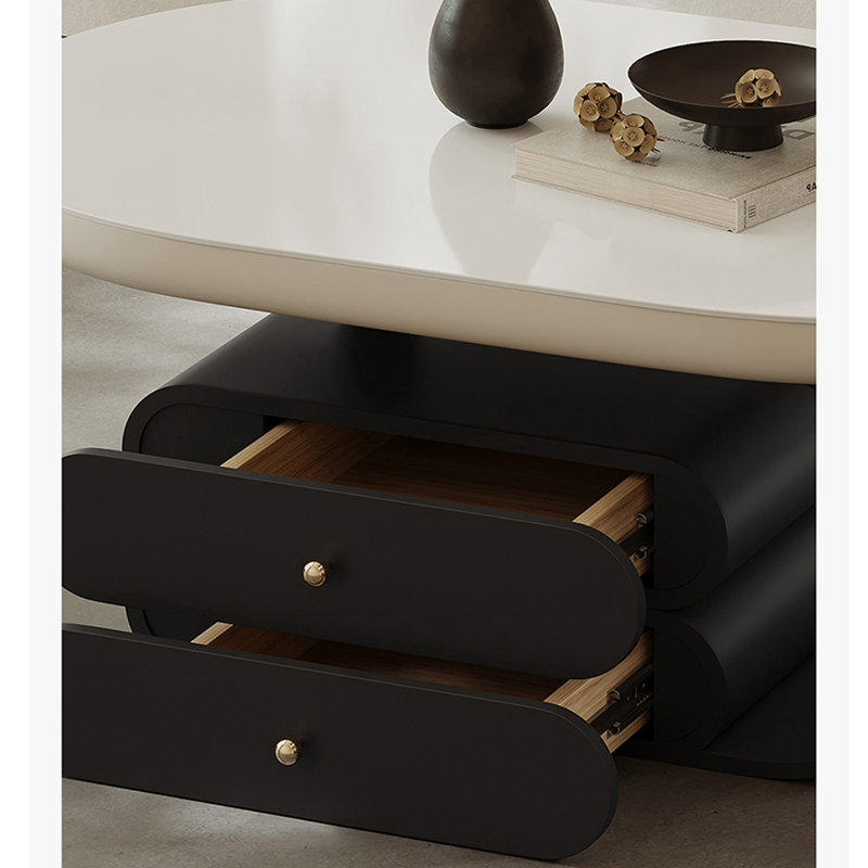 Oval Coffee Table Ergonomic Design, 16.53" H x 43.3" L x 27.55" W