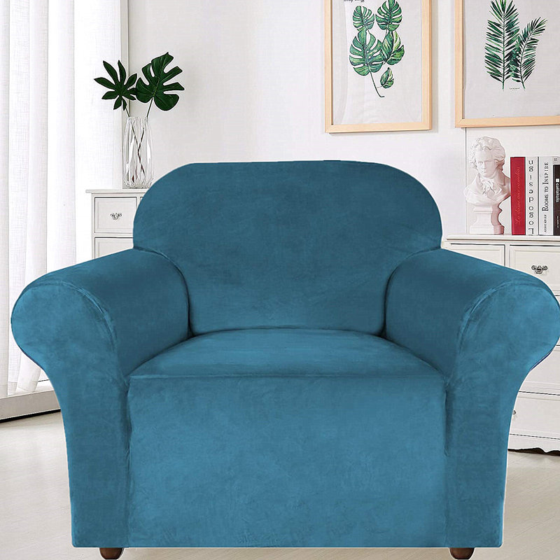 Fauteuil à coussin carré ultra doux et épais, Bleu paon, H 41 po x l 42 po