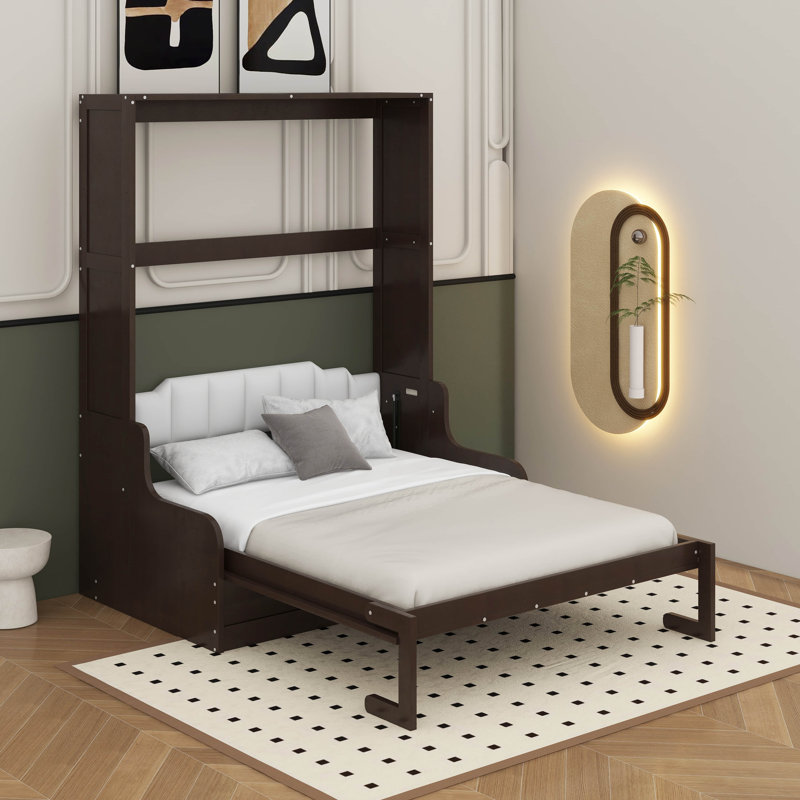 Grand lit escamotable avec coussin, Espresso