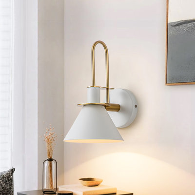 Lorena 1-Light Industrial Cone Armed Sconce Metal Shape Wall Sconce Lamp
