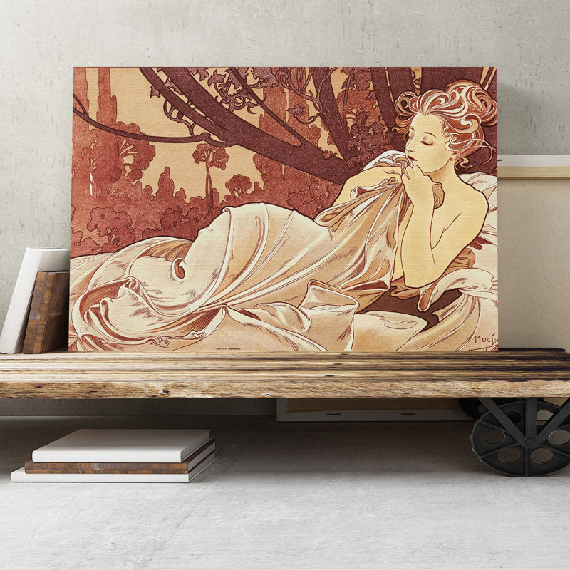 Dusk by Alphonse Mucha - Wrapped Canvas, 50cm H x 76cm W