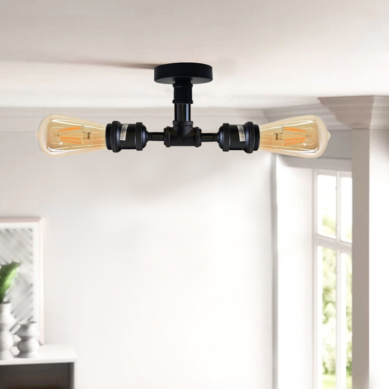 Kujo 2-Light 23cm Semi Flush Mount, Yes