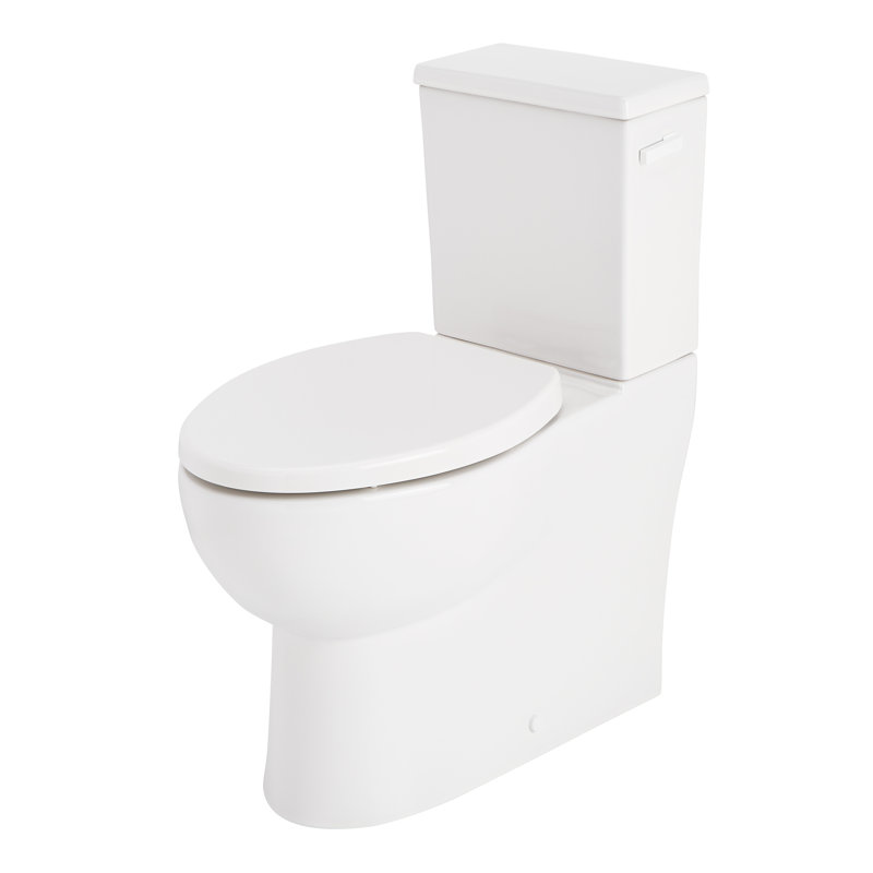 Lavrik Two-Piece Skirted Elongated Toilet with Reversible Tank - White Handle, White
