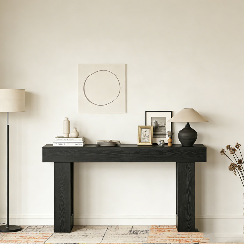 Wooden Sofa Console Table For Entryway, Noir