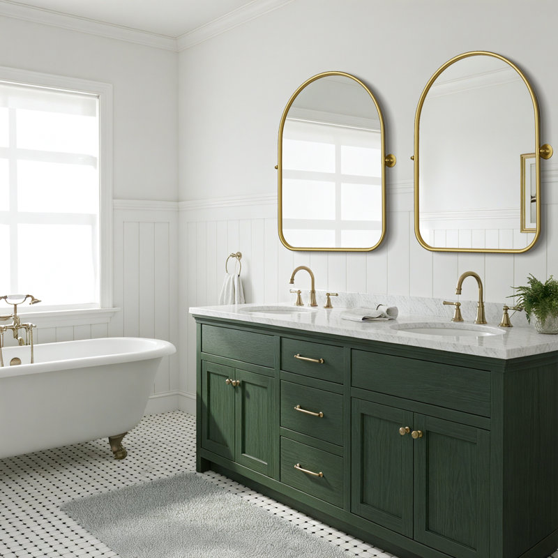 Metal Arch Mirror, Gold, 91.4cm x 61cm