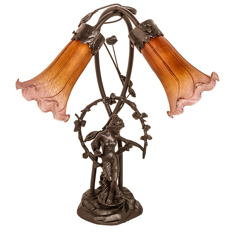 Lampe d'appoint 17 po Tiffany Pond Lily, Ambre / mauve