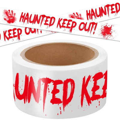 Halloween Decorations Caution Tape, HAUNTED KEEP OUT White Bloody Caution Roll Crime Scene 2In x 82Ft Halloween Outdoor Decor DIY Tape Scary Warning for Indoor & Outside, Party Supplies, Danger Zones