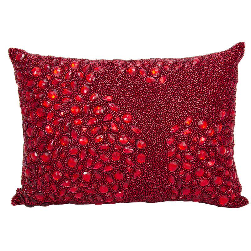 Luminescence Sequined Throw Pillow, 10" H x 14" W, Red