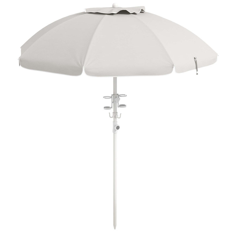 Parasol de plage portatif Outsunny, Blanc, crème