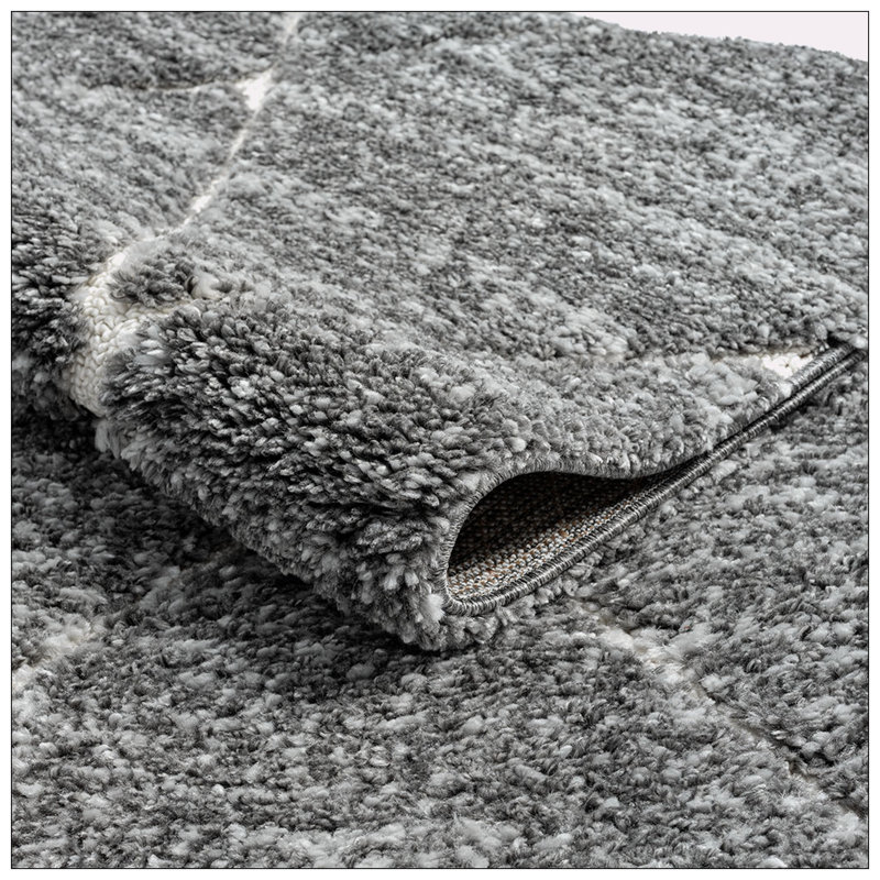 Tapis treillis gris et crème Lugar, Rectangulaire 8 pi x 10 pi