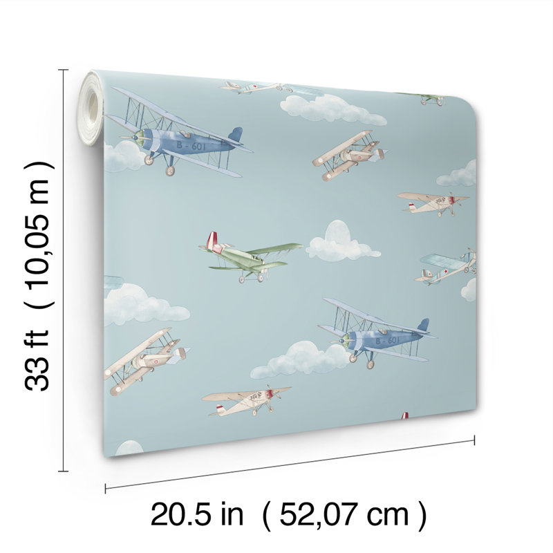 Papier peint bleu ciel Airplanes, Bleu
