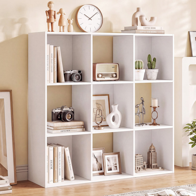 Bibliothèque à 9 cubes, tablette de rangement décorative, Noir, (9 tablettes) H 35,24 po x l 35,94 po x P 11,61 po