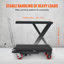 Hydraulic Lift Table Cart, 500lbs Capacity 28.5" Lifting Height, Manual Single Scissor Lift Table with 4 Wheels and Non-slip Pad, Hydraulic Scissor Cart for Material Handling, Black